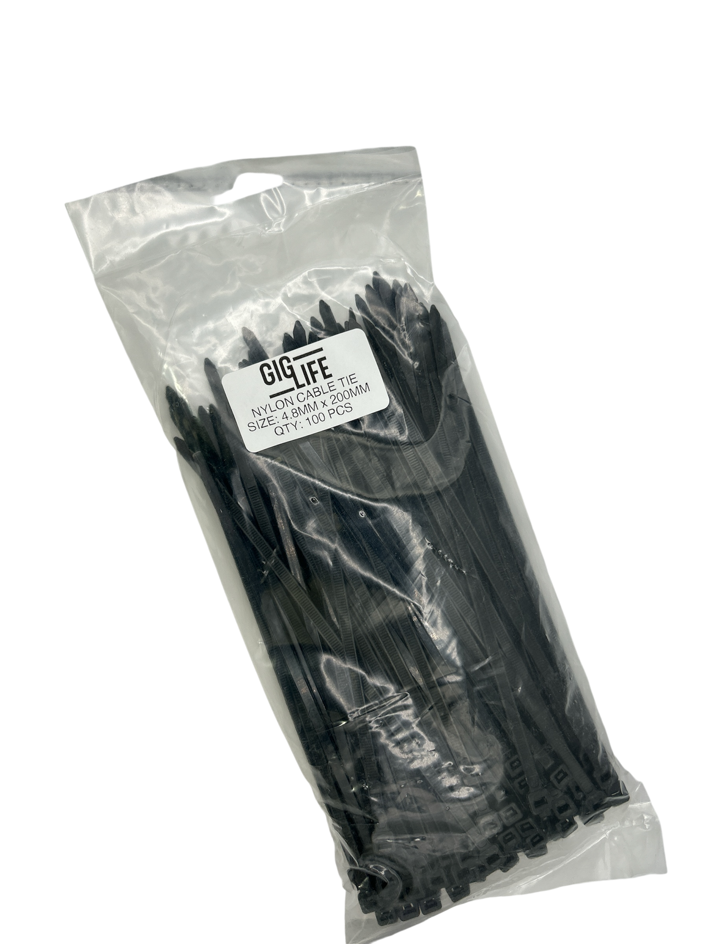 Cable Ties - Black - 4.8mm x 200mm Long - Pack of 100