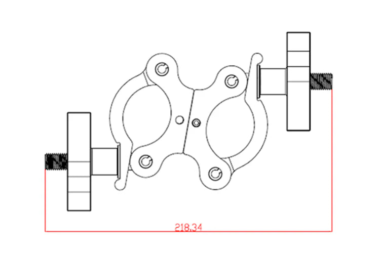 Event Lighting - CLAMPDP50 - Aluminium Double Swivel Pipe Clamp (Suits 38-51mm) - Black