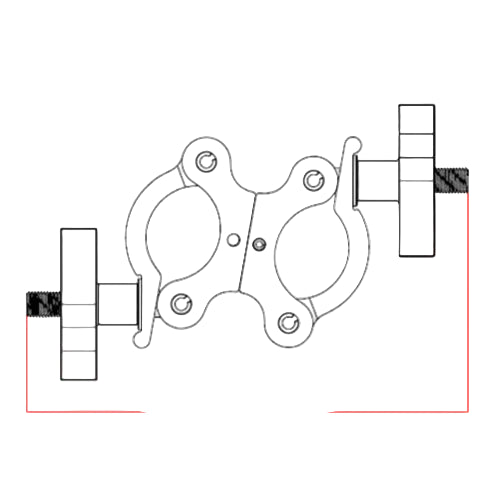 Event Lighting - CLAMPDP50 - Aluminium Double Swivel Pipe Clamp (Suits 38-51mm) - Black