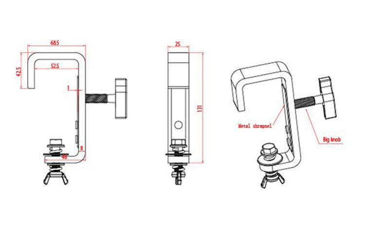 Event Lighting - CLAMPG50S - Steel Hook Clamp (Suits 35-51mm) with truss protector - Silver