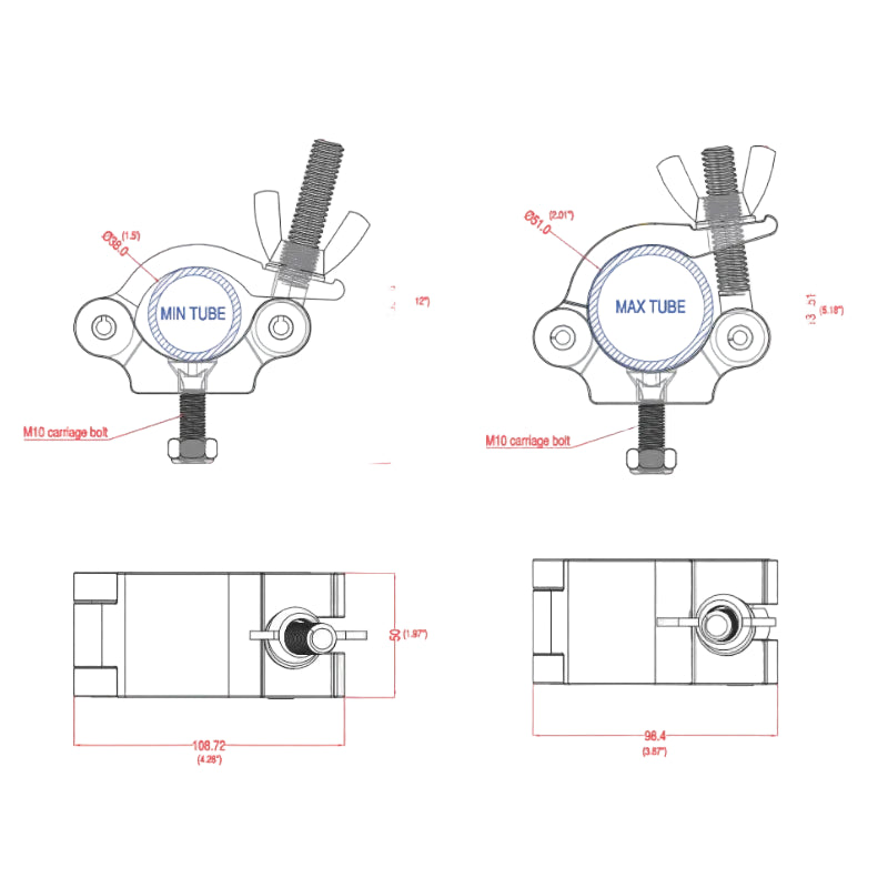 Event Lighting - CLAMPP50WS - Aluminium Pipe Clamp (Suits 38-51mm) - Silver