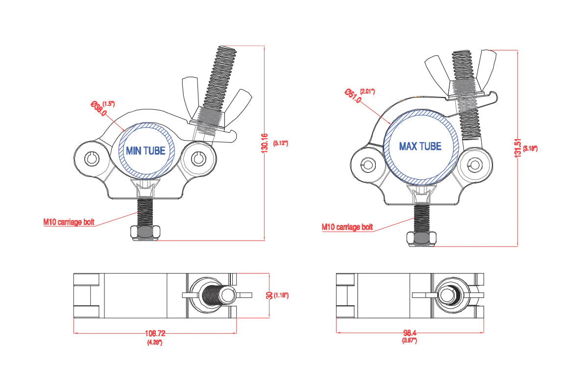 Event Lighting - CLAMPP50 - Aluminium Pipe Clamp (Suits 38-51mm) - Black