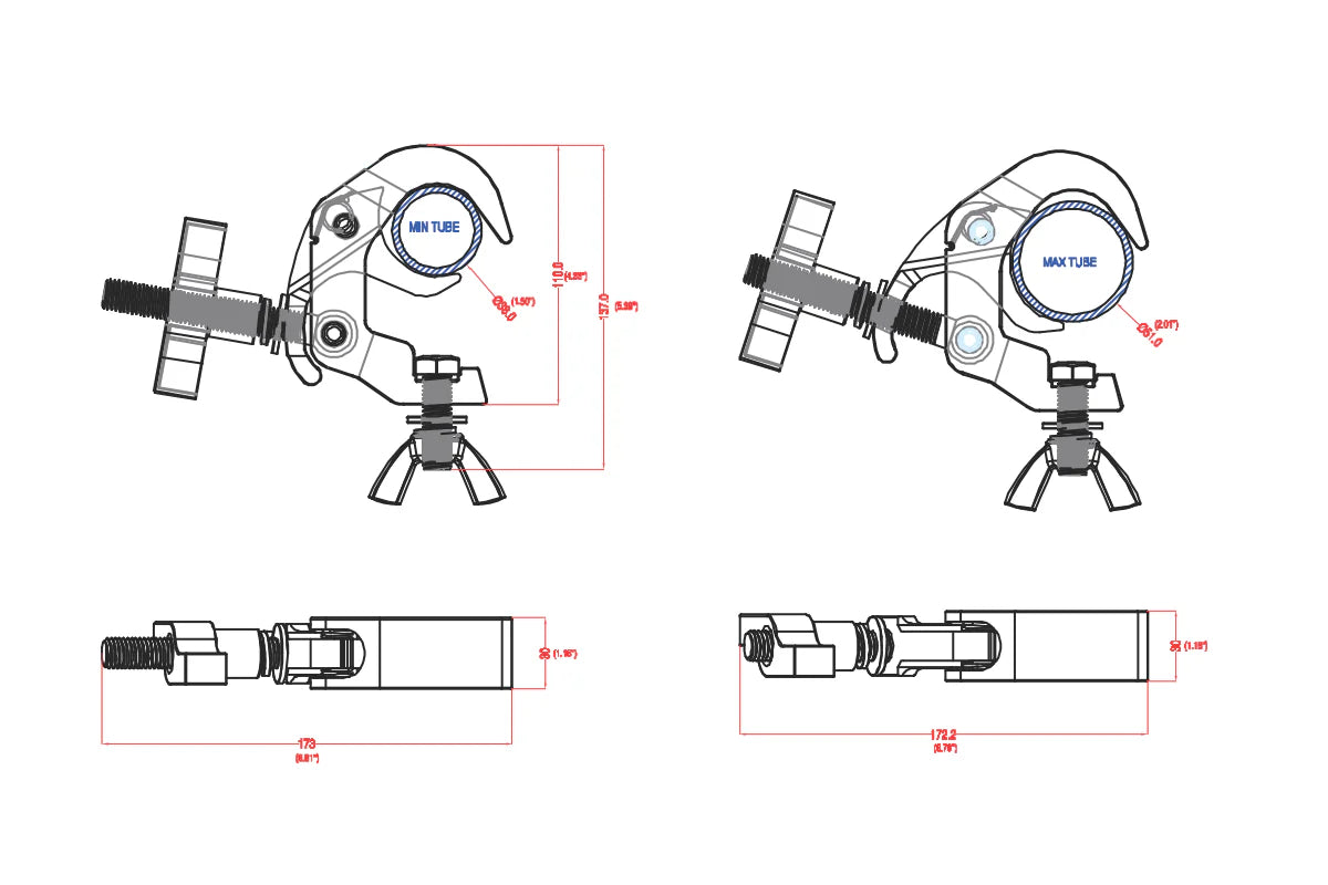 Event Lighting - CLAMPT50S - Aluminium Trigger Clamp (Suits 38-51mm) - Silver