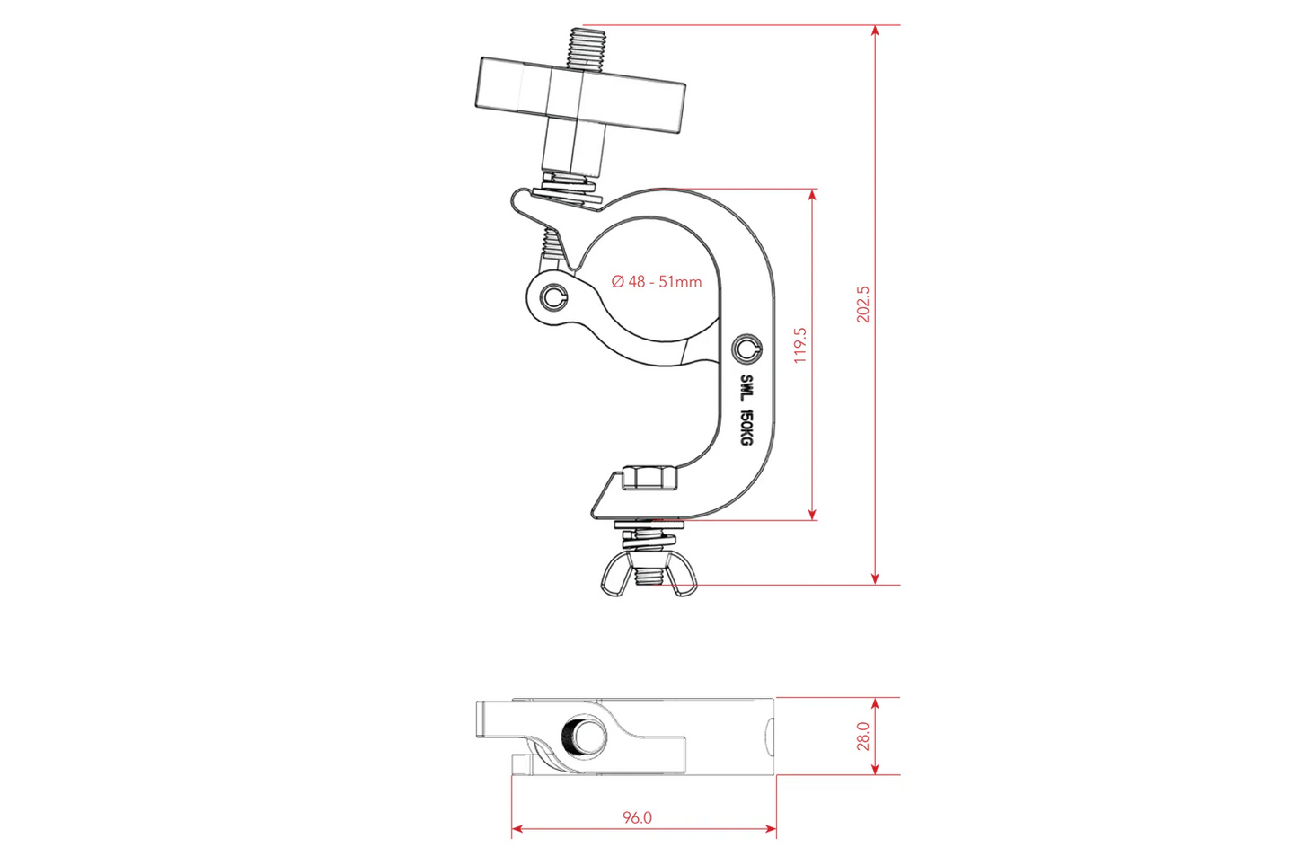 Event Lighting - CLAMPTG50S - Aluminium Trigger G Clamp (Suits 44-51mm) - Silver