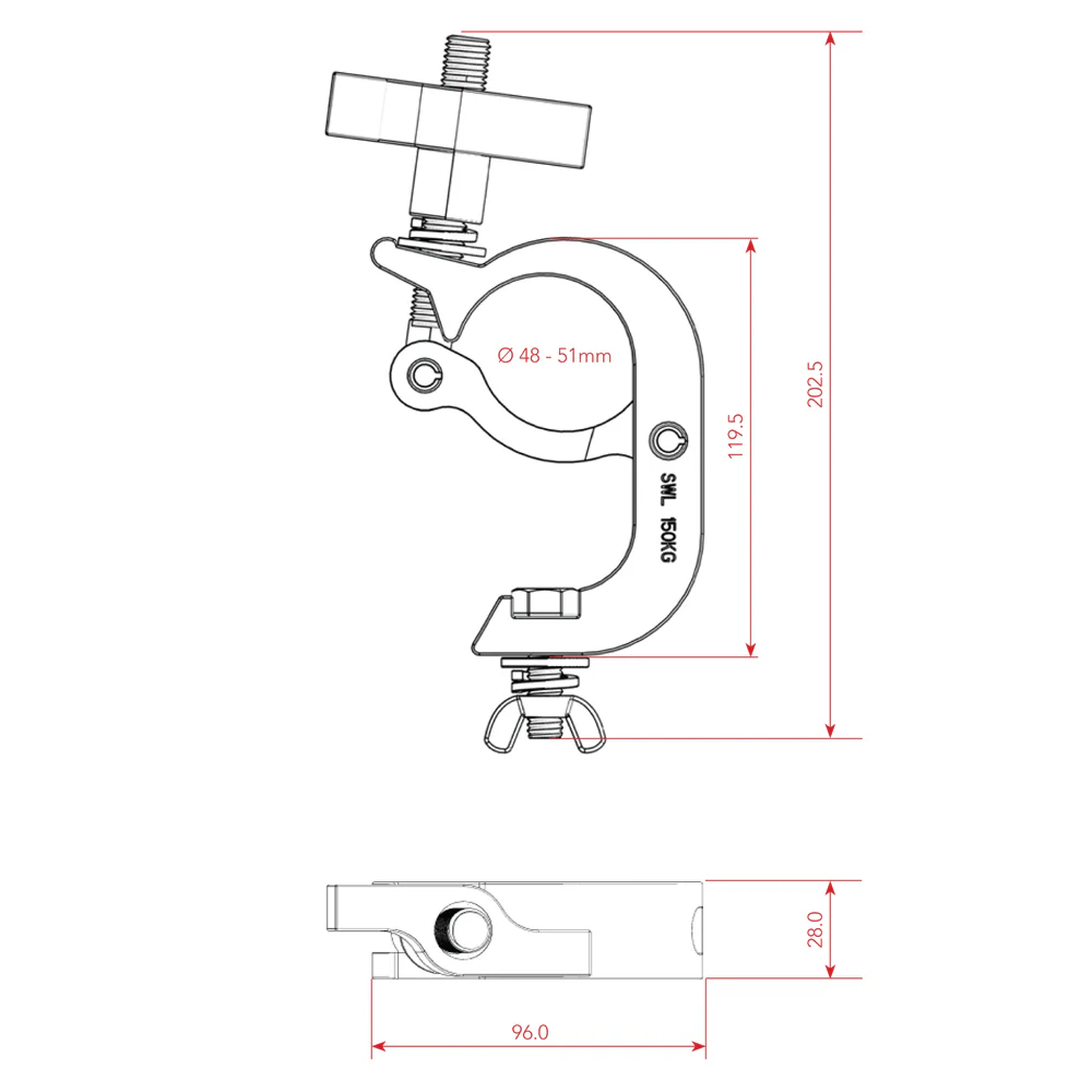 Event Lighting - CLAMPTG50S - Aluminium Trigger G Clamp (Suits 44-51mm) - Silver