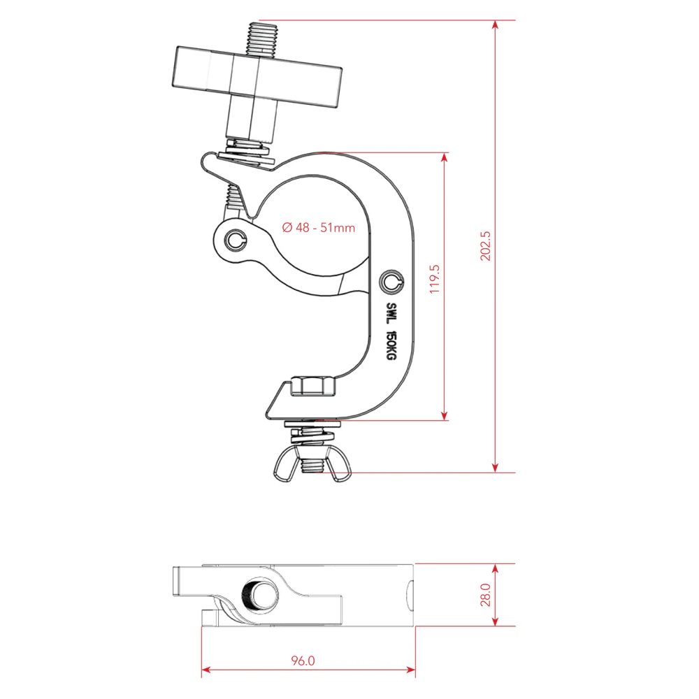 Event Lighting - CLAMPTG50 - Aluminium Trigger G Clamp (Suits 44-51mm) - Black