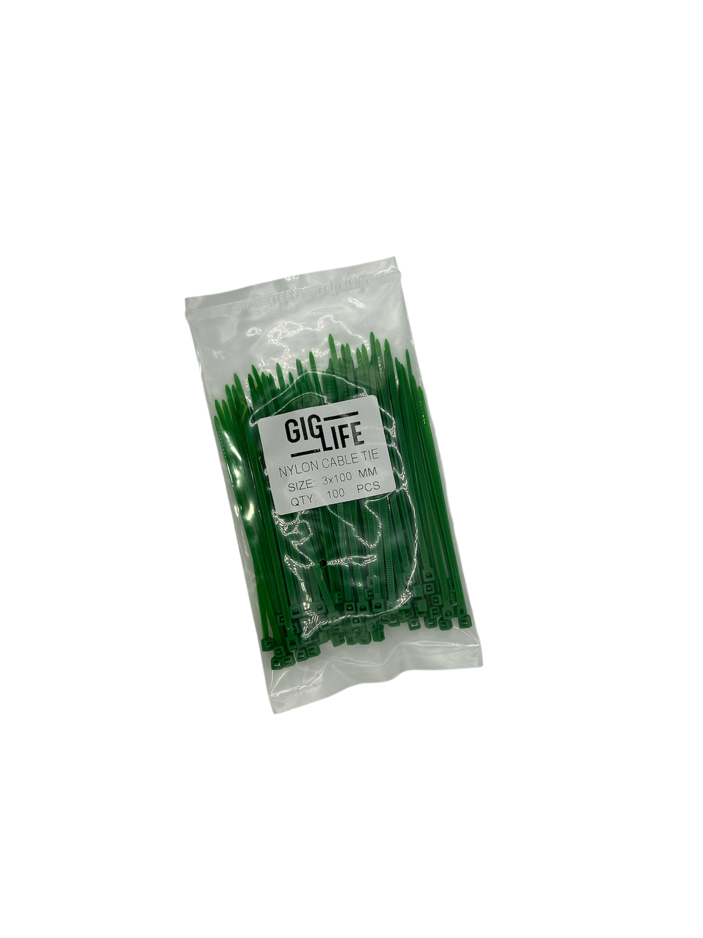 Cable Ties - Green -3mm x 100mm Long - Pack of 100