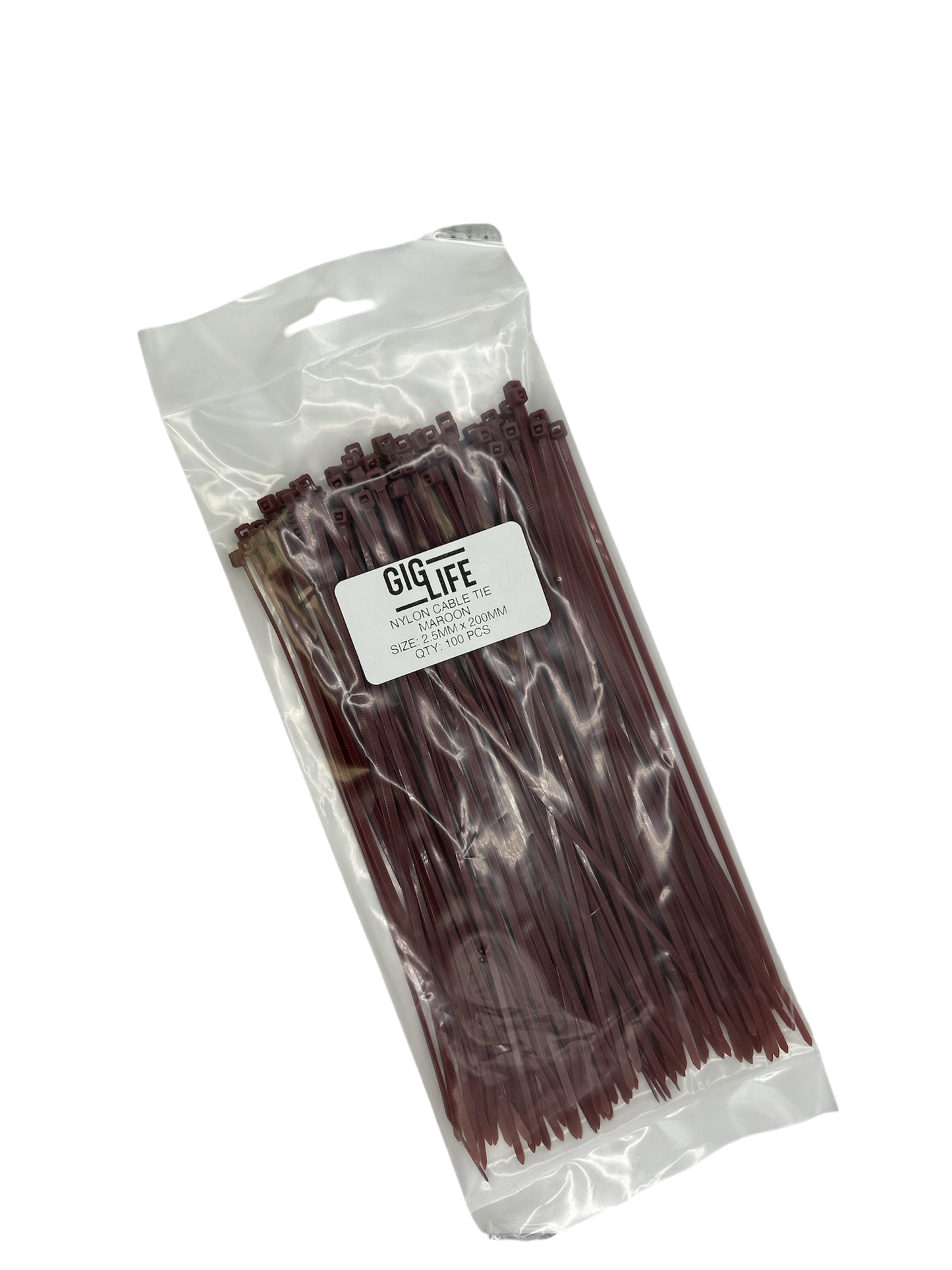 Cable Ties - Maroon - 2.5mm x 200mm Long - Pack of 100