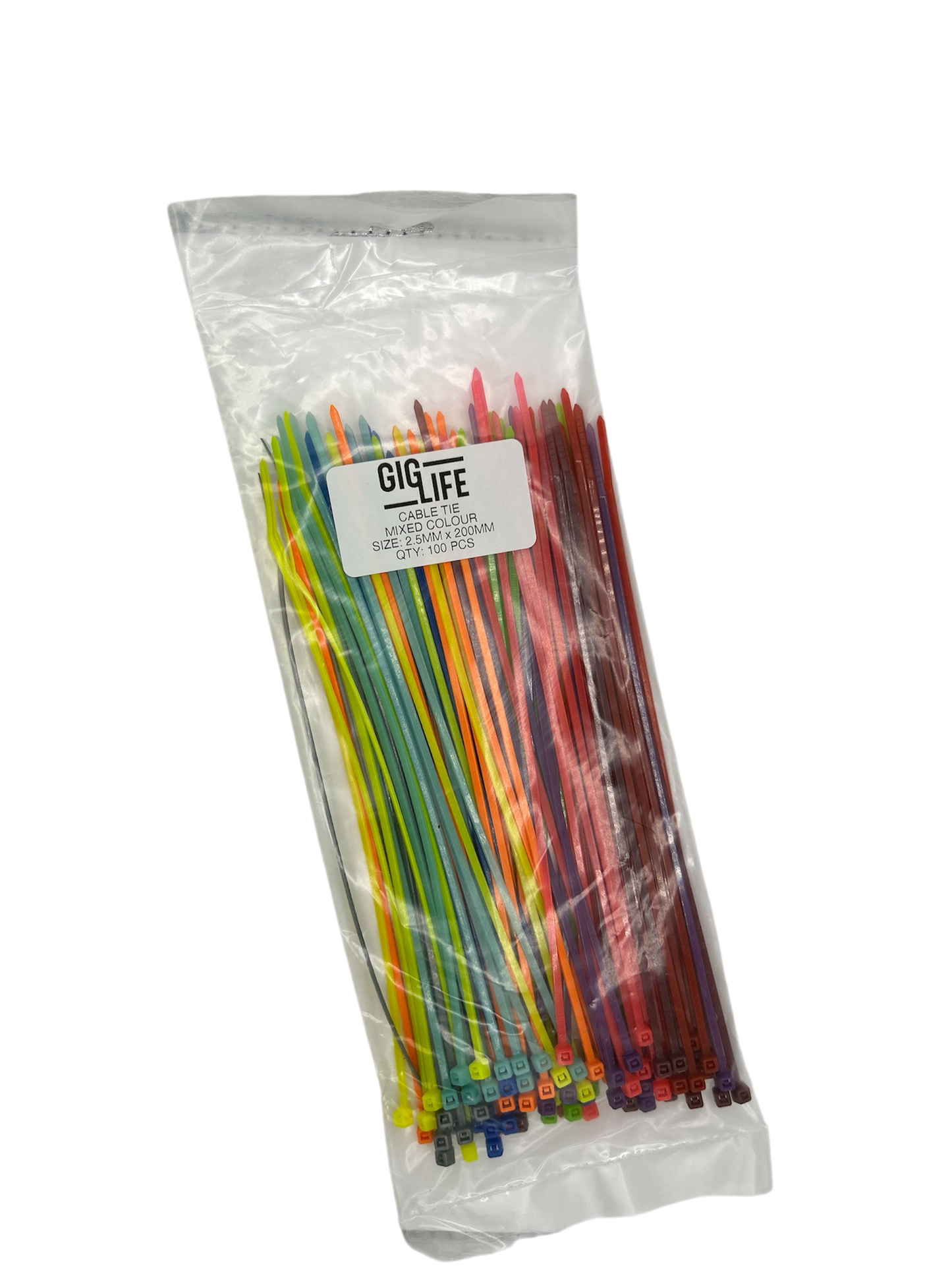Cable Ties - Mix Colour - 2.5mm x 200mm Long - Pack of 100