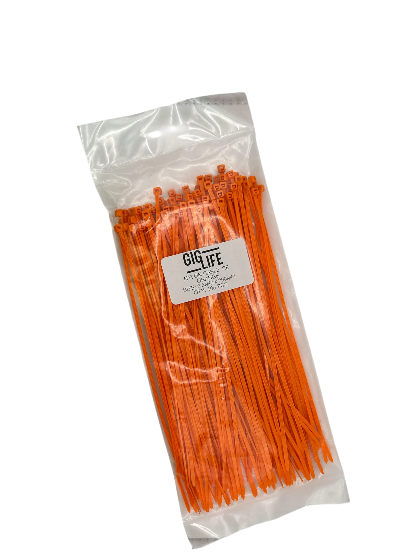 Cable Ties - Orange - 2.5mm x 200mm Long - Pack of 100