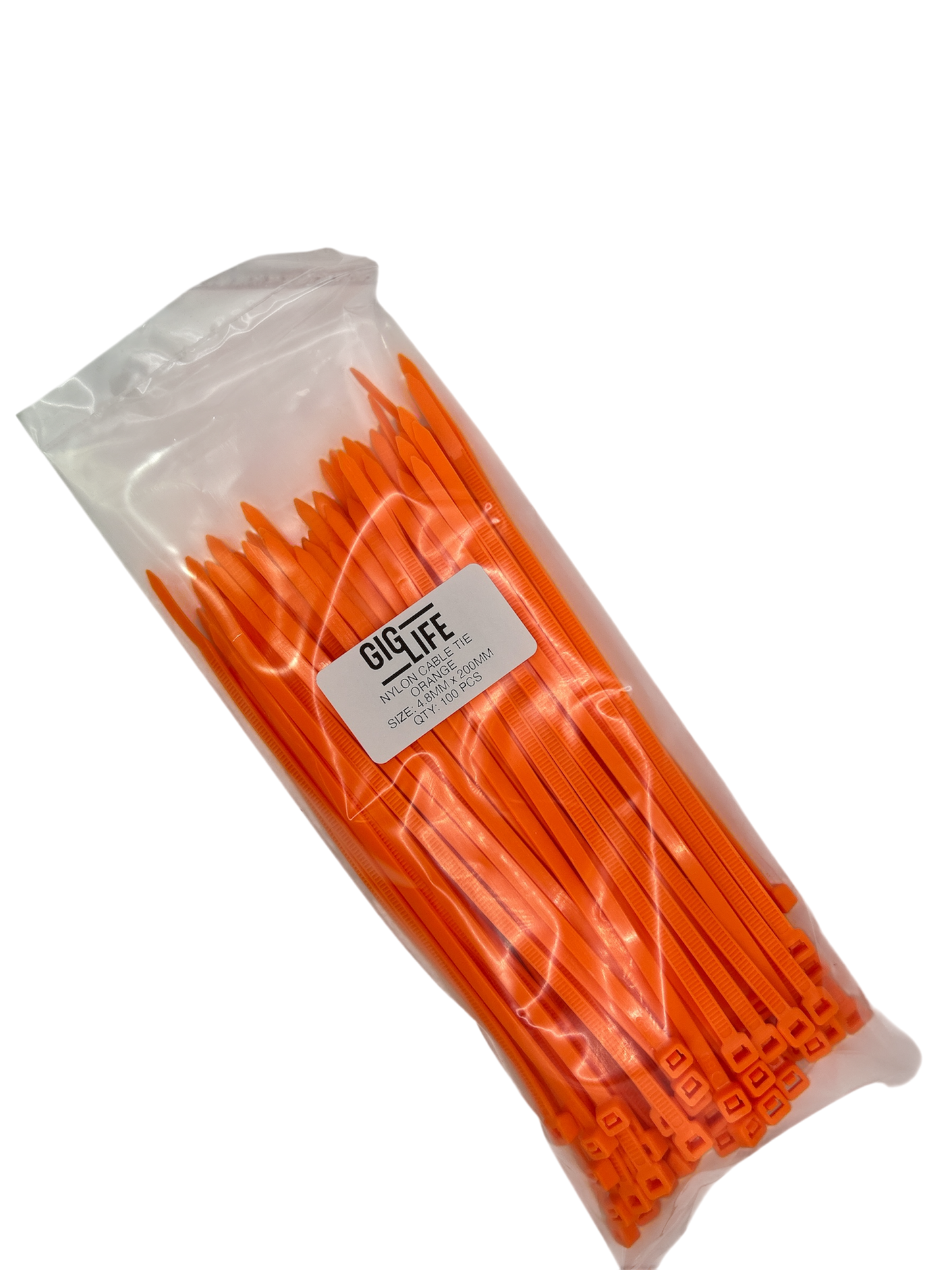 Cable Ties - Orange - 4.8mm x 200mm Long - Pack of 100