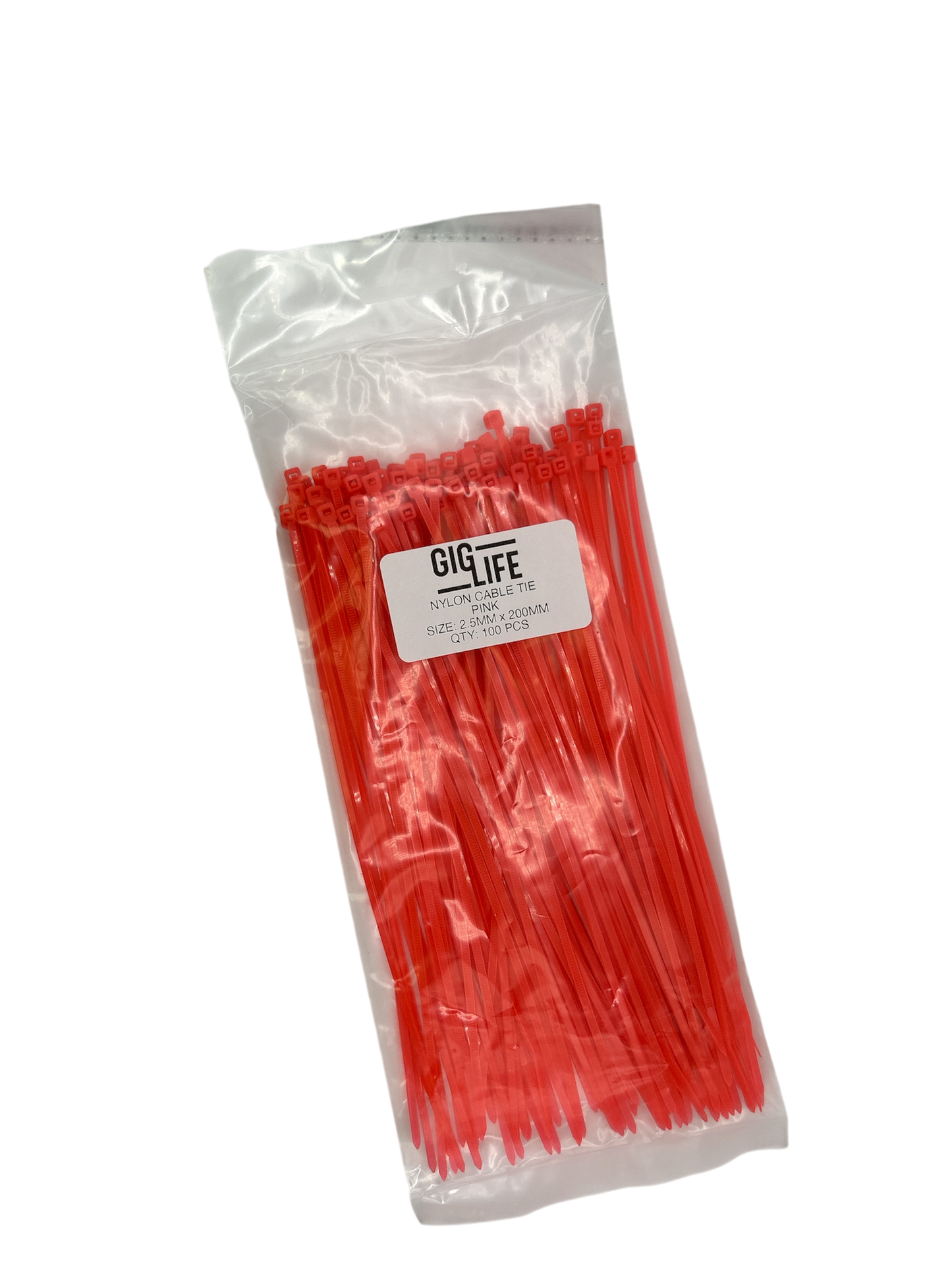 Cable Ties - Pink - 2.5mm x 200mm Long - Pack of 100