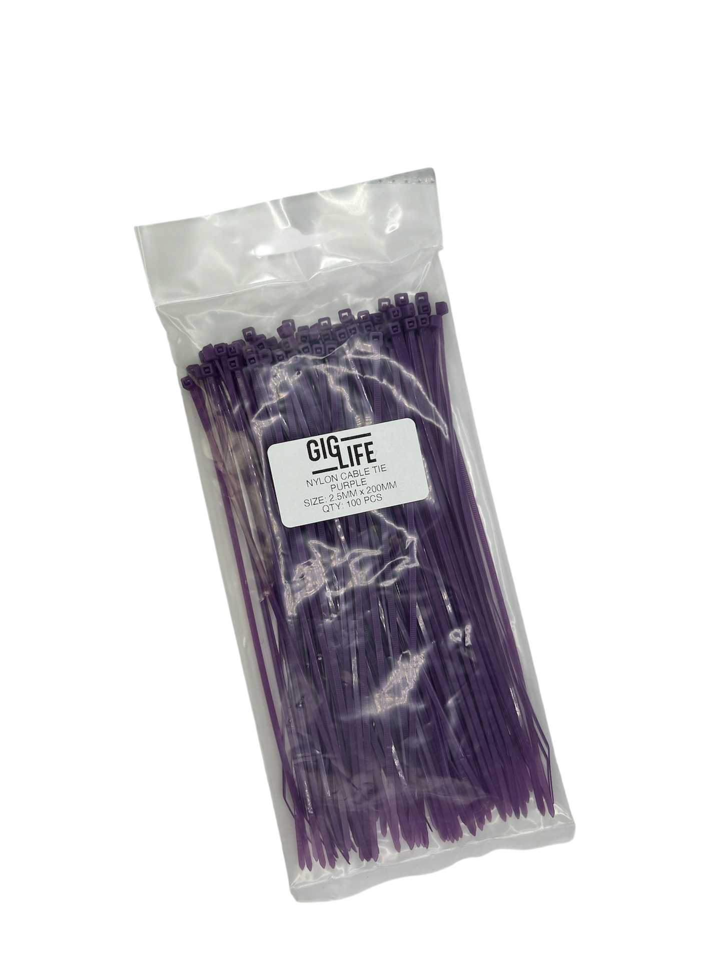 Cable Ties - Purple - 2.5mm x 200mm Long - Pack of 100