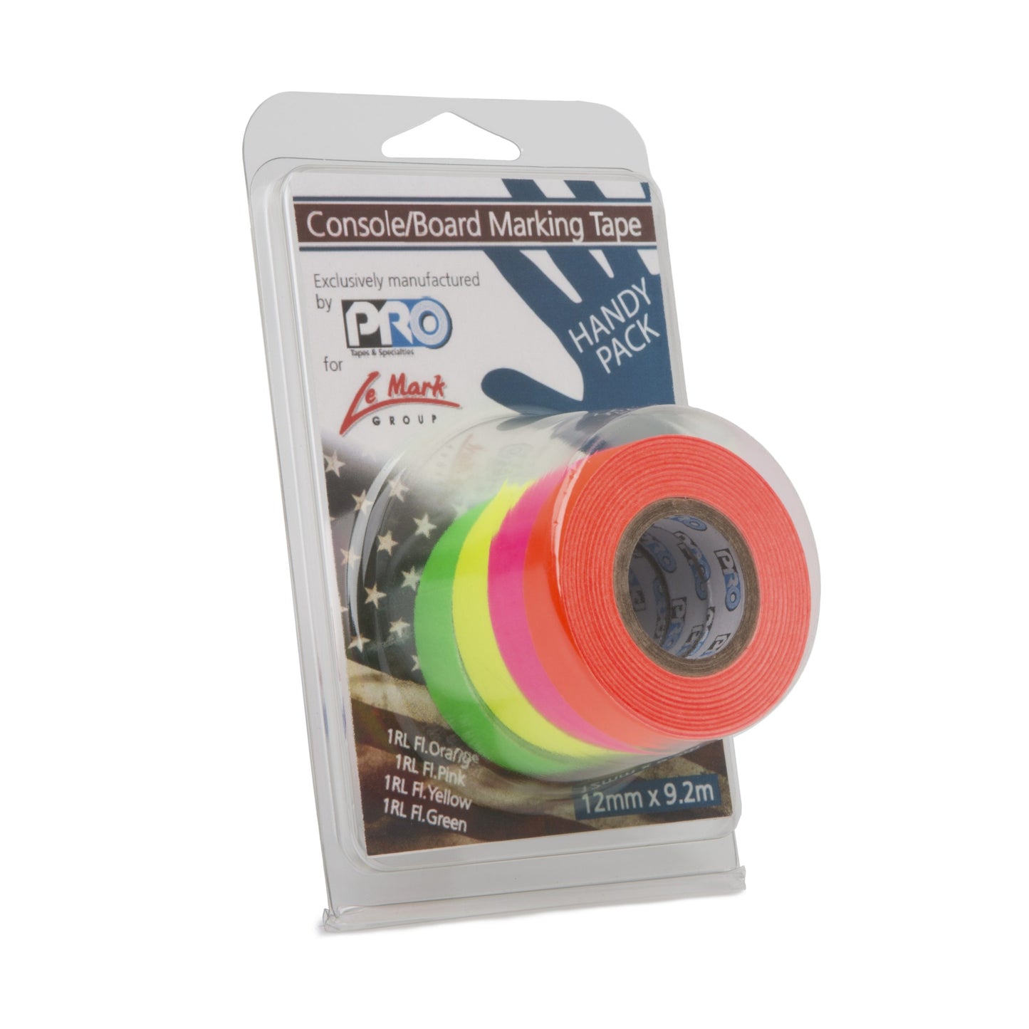 Le Mark - Pro Console / Board Marking Tape - Fluro 4 pack - 12mm x 9.2m