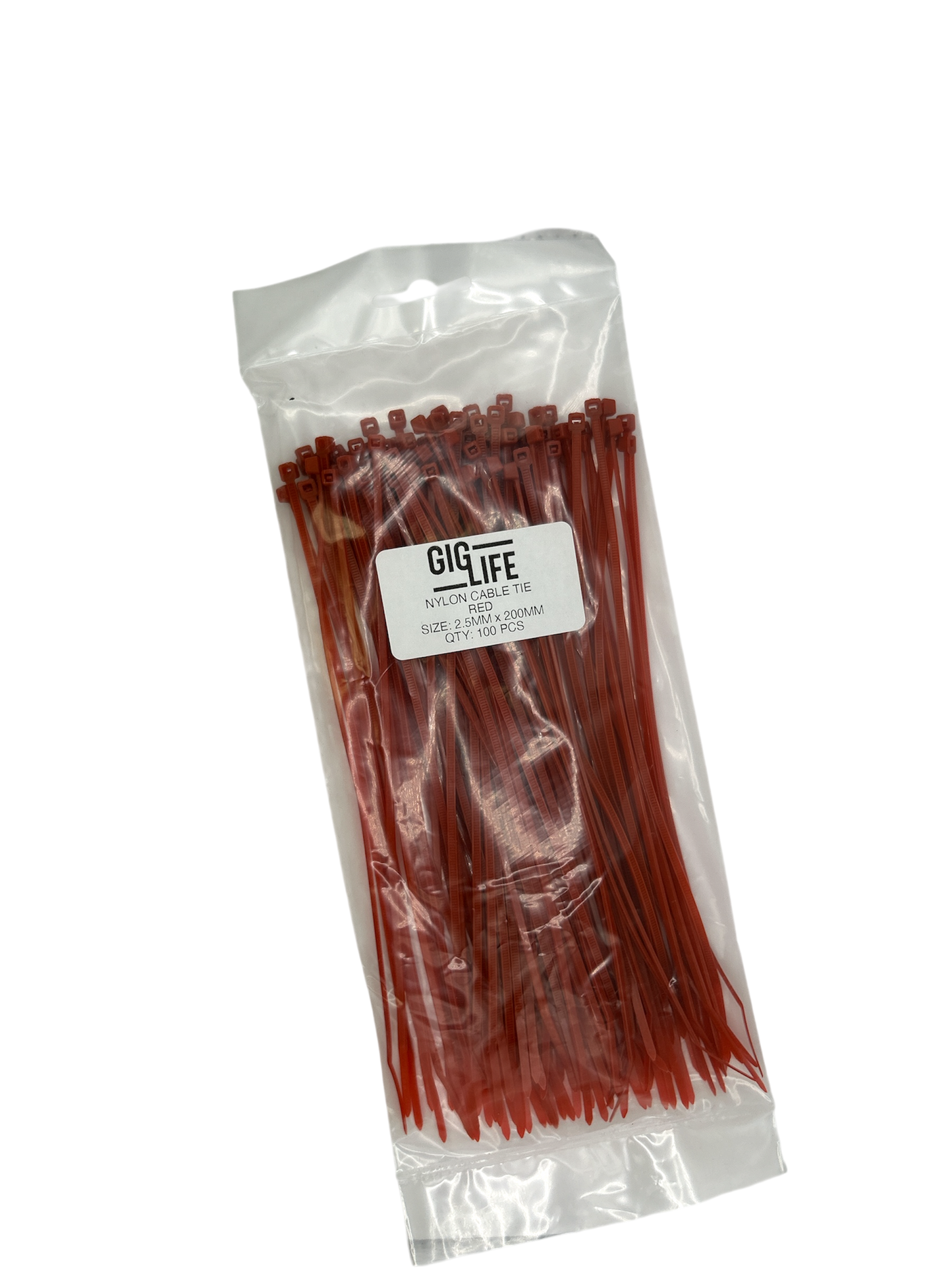 Cable Ties - Red - 2.5mm x 200mm Long - Pack of 100