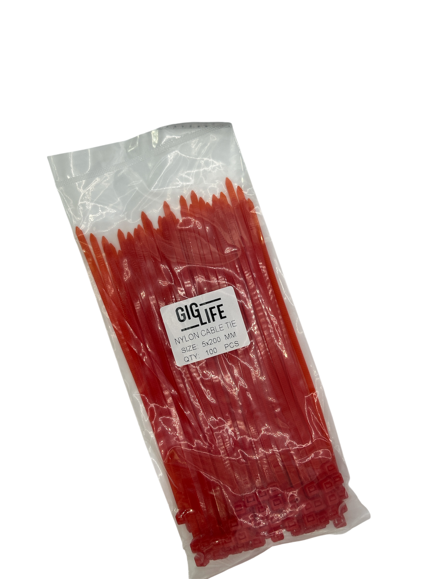 Cable Ties - Red - 5mm x 200mm Long - Pack of 100