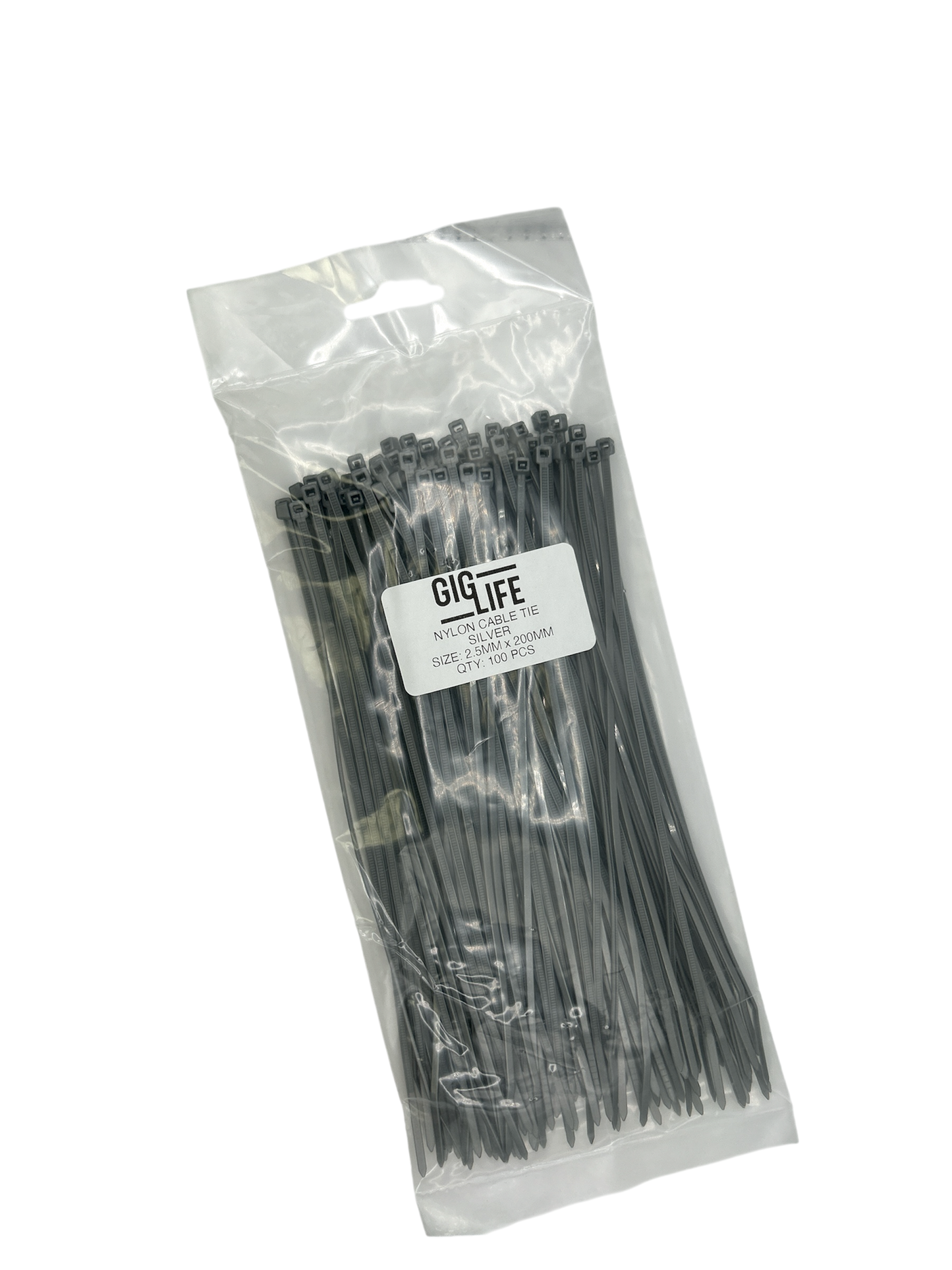 Cable Ties - Silver - 2.5mm x 200mm Long - Pack of 100