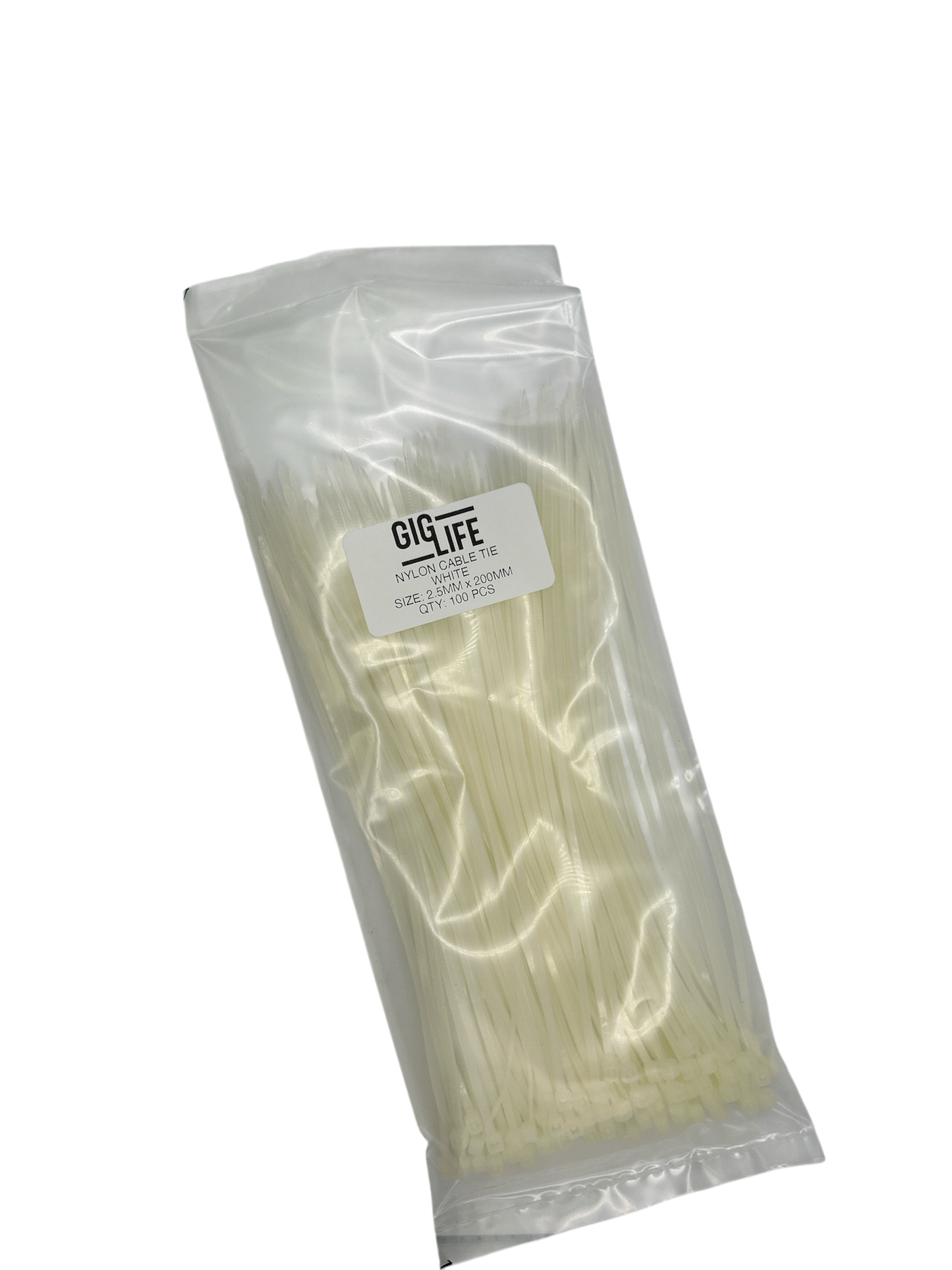 Cable Ties - White - 2.5mm x 200mm Long - Pack of 100
