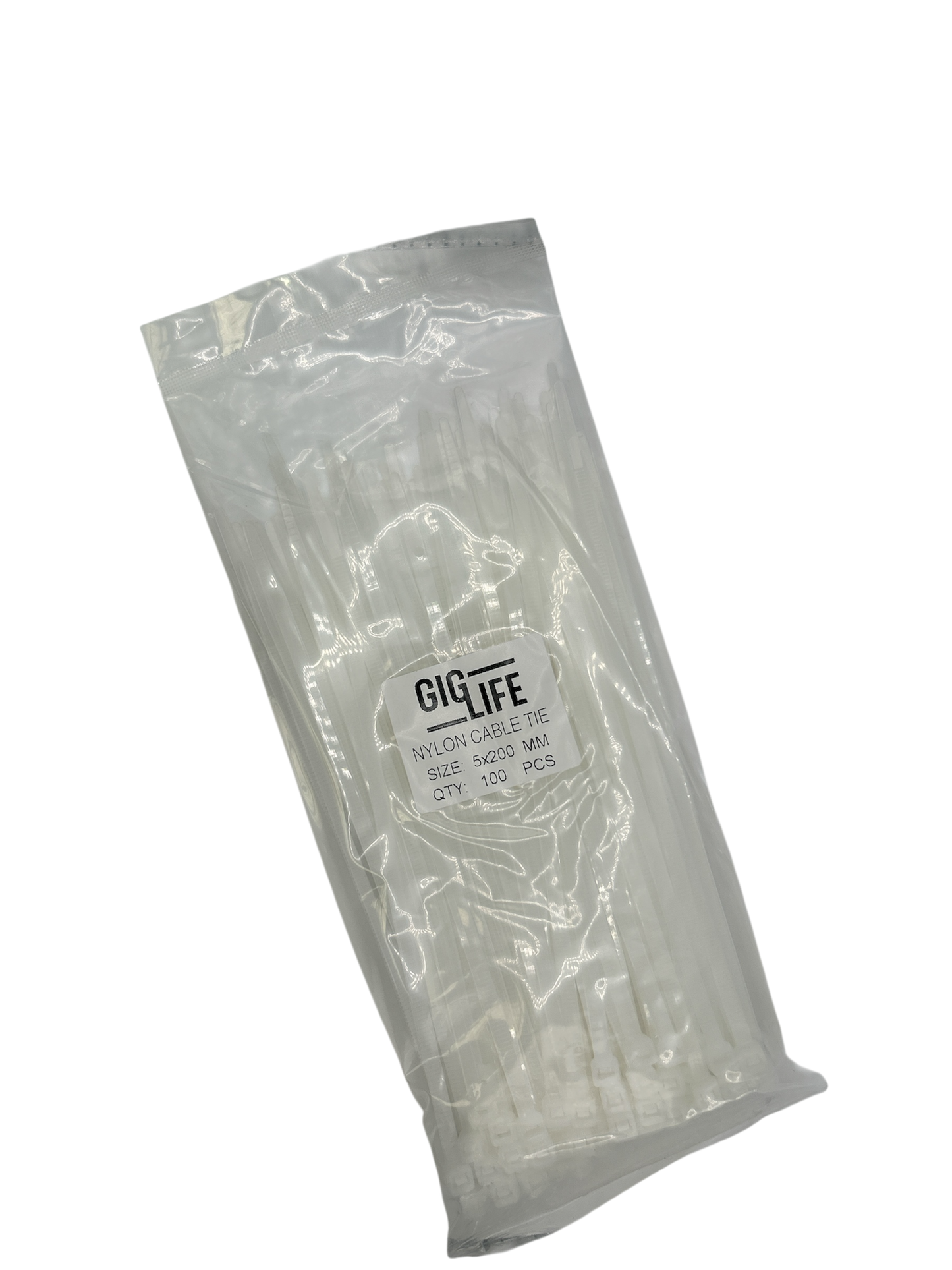 Cable Ties - White - 5mm x 200mm Long - Pack of 100