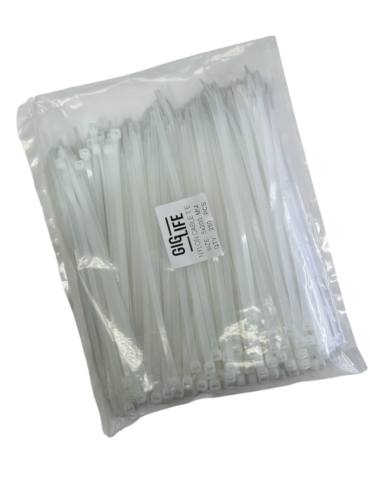 Cable Ties - White - 5mm x 200mm Long - Pack of 250