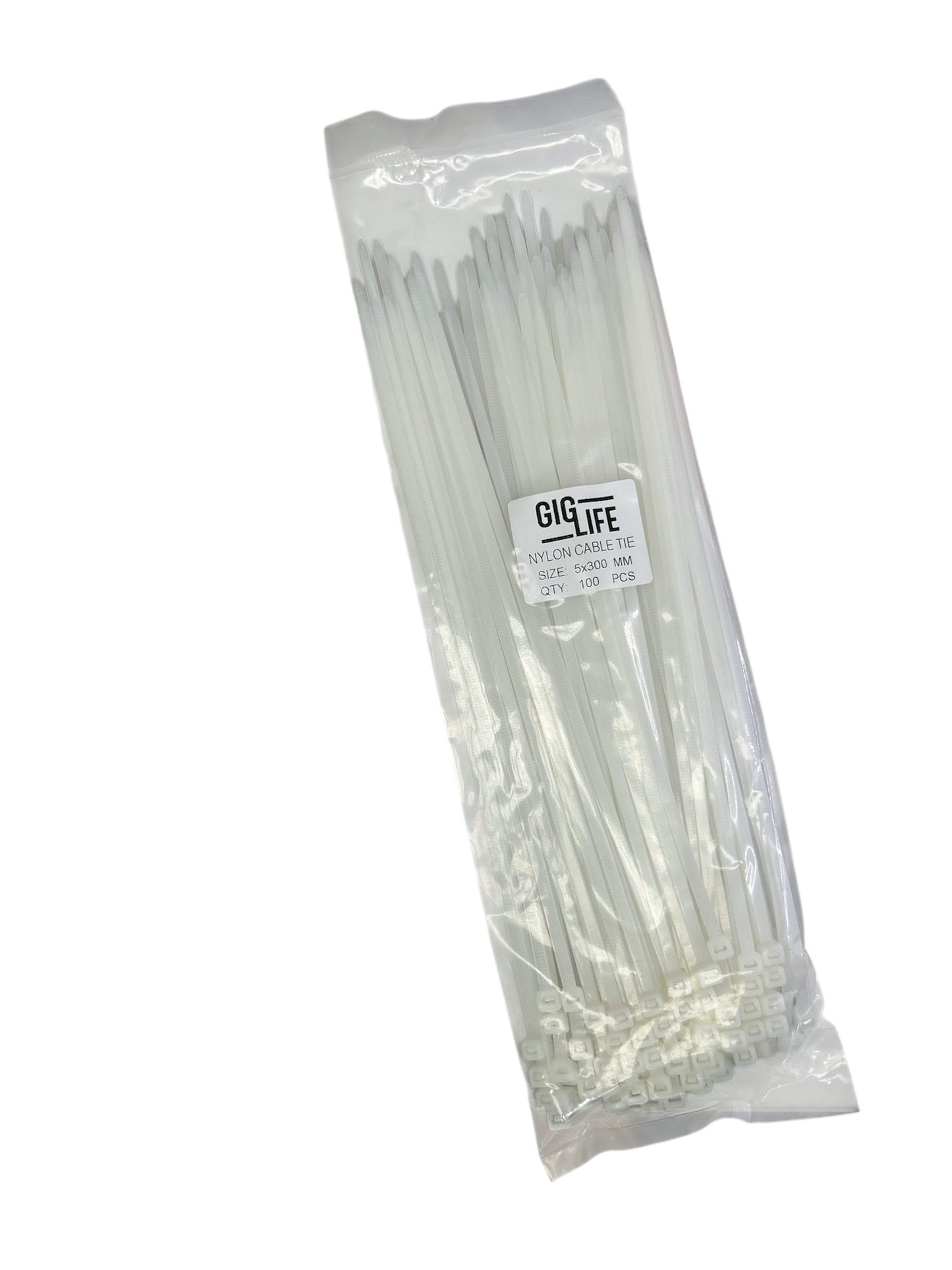 Cable Ties - White - 5mm x 300mm Long - Pack of 100