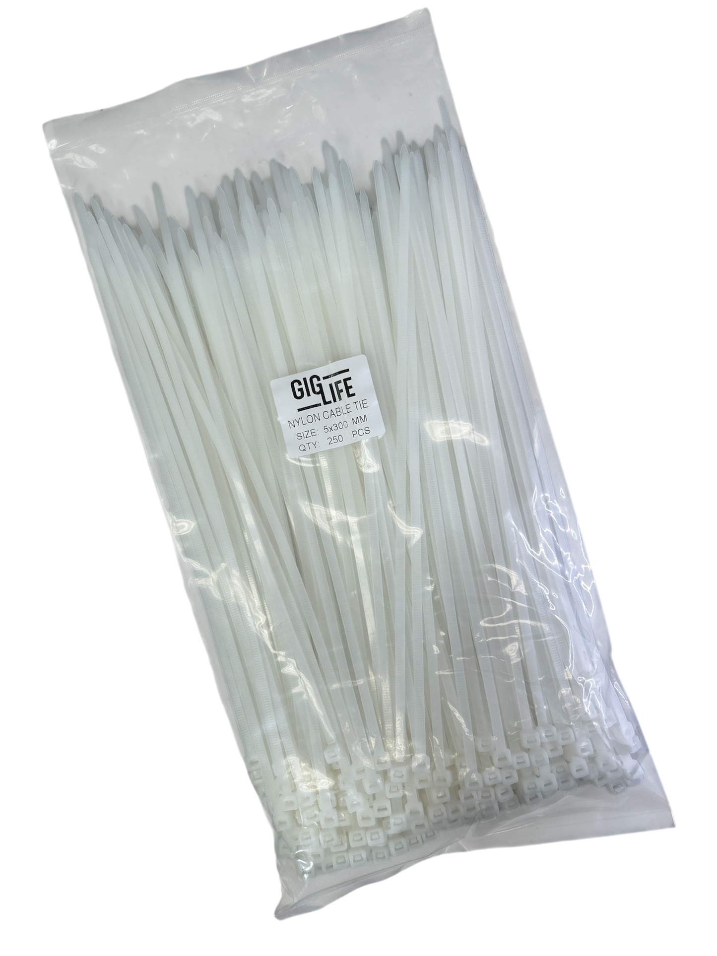 Cable Ties - White - 5mm x 300mm Long - Pack of 250