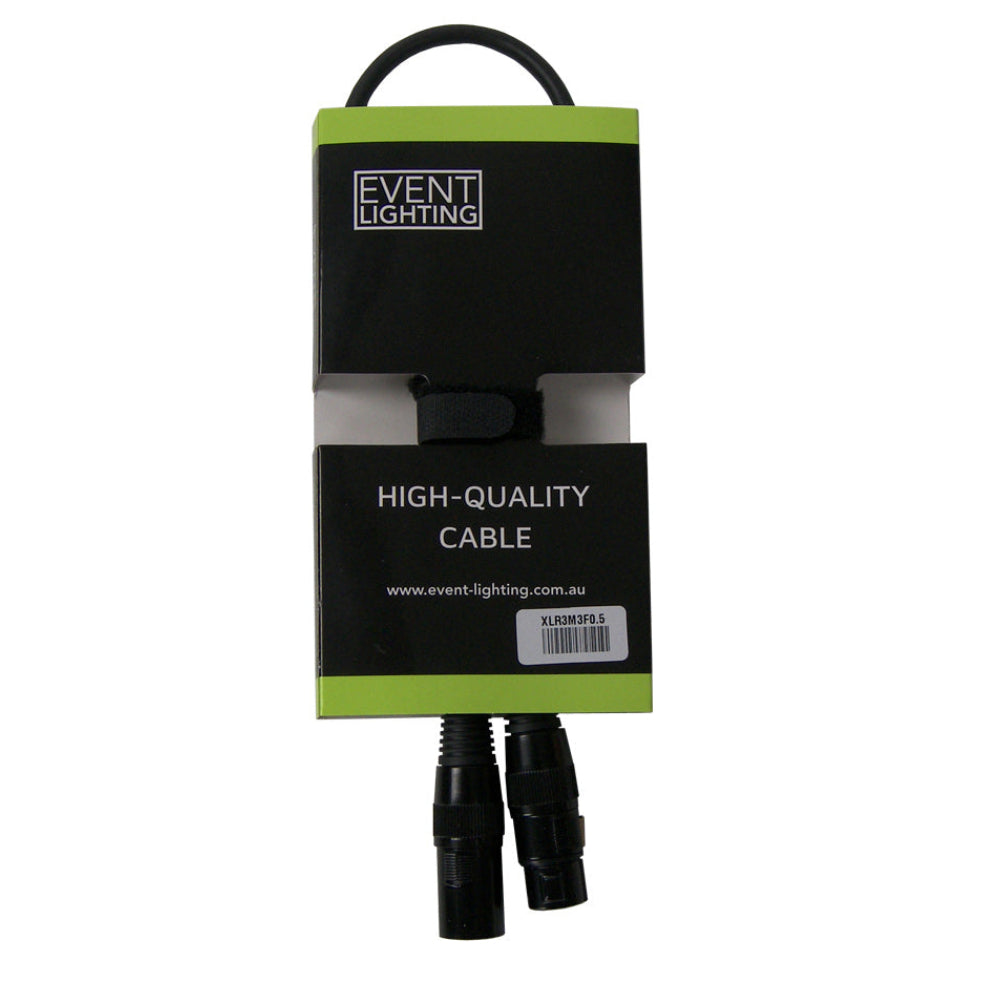 Event Lighting - XLR3M3F0.5 - Male 3 Pin XLR to Female 3 pin XLR cable - 0.5m Length