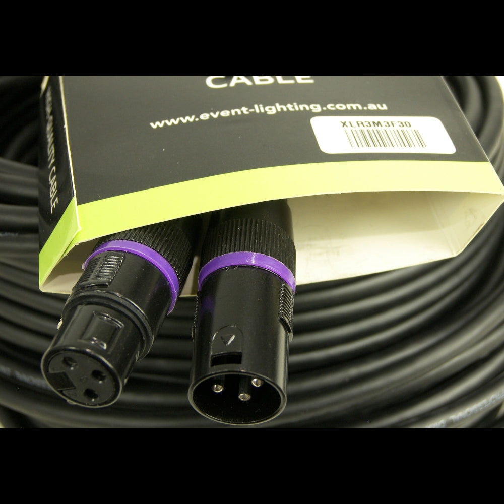 Event Lighting - XLR3M3F30 - Male 3 Pin XLR to Female 3 pin XLR cable - 30m Length