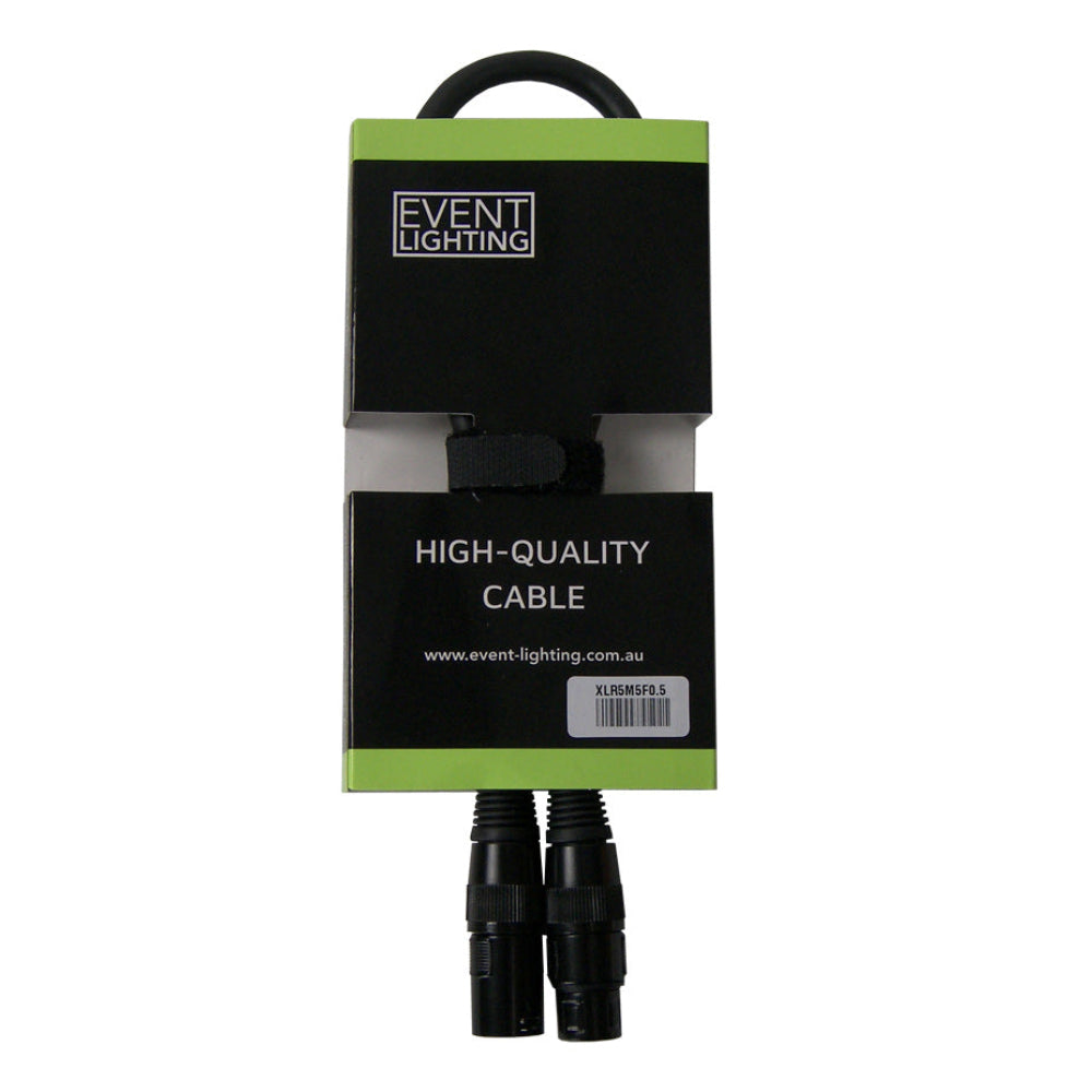 Event Lighting - XLR5M5F0.5 - Male 5 Pin XLR to Female 5 pin DMX cable - 0.5m Length