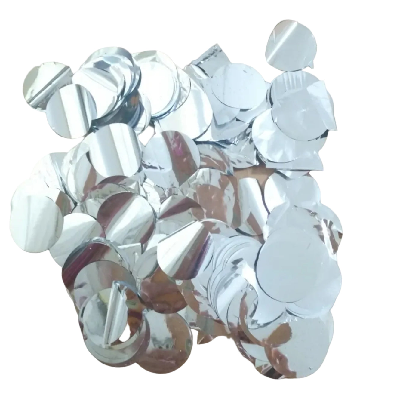 Mylar Flutter / Confetti - Flame Proof - Round Circles - 2cm Diameter - Silver - 1kg Bag