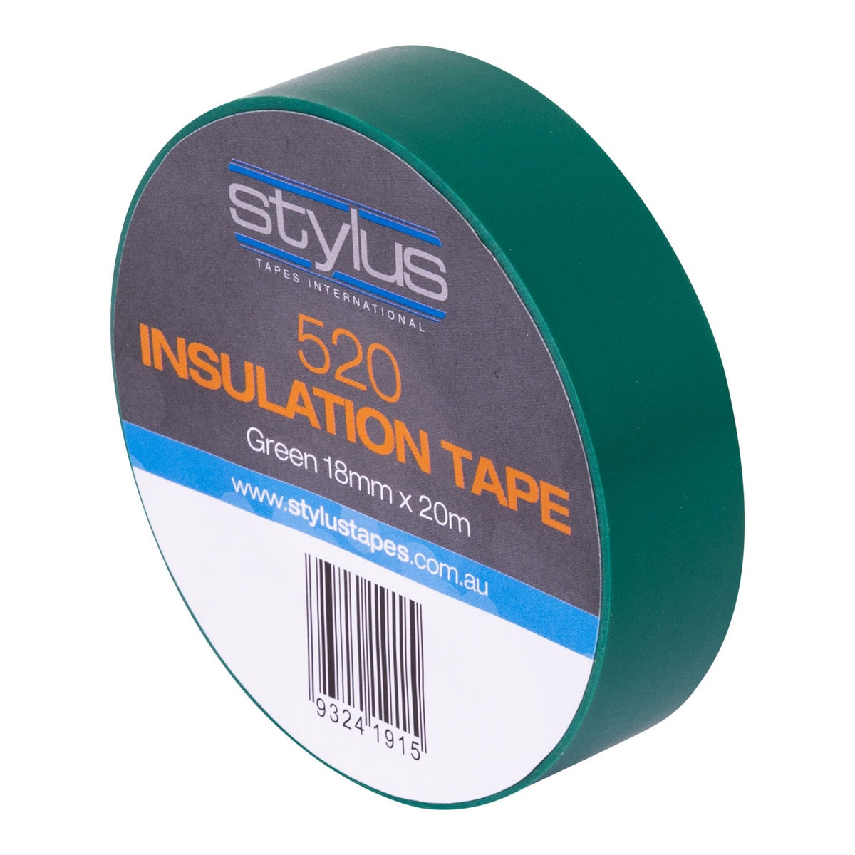Stylus - 520 Green Electrical Tape - 18mm x 20m