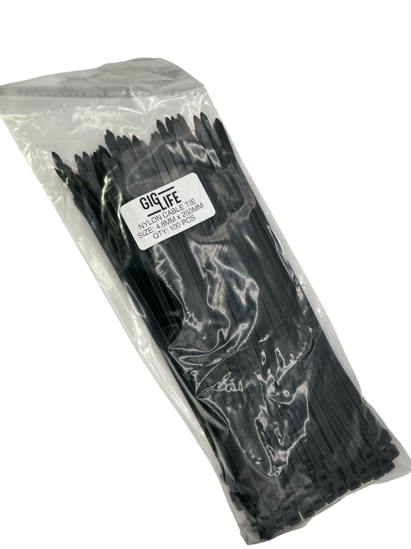 Cable Ties - Black - 4.8mm x 250mm Long - Pack of 100