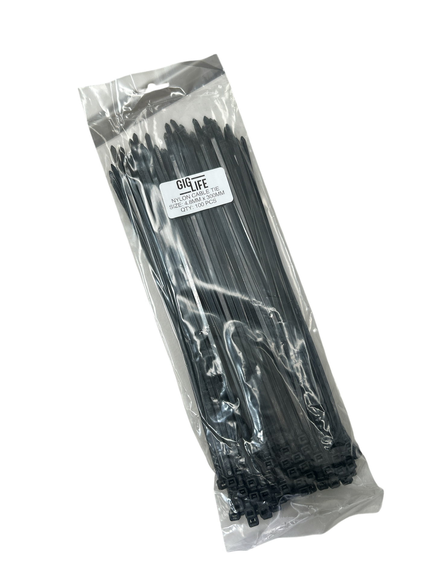 Cable Ties - Black - 4.8mm x 300mm Long - Pack of 100