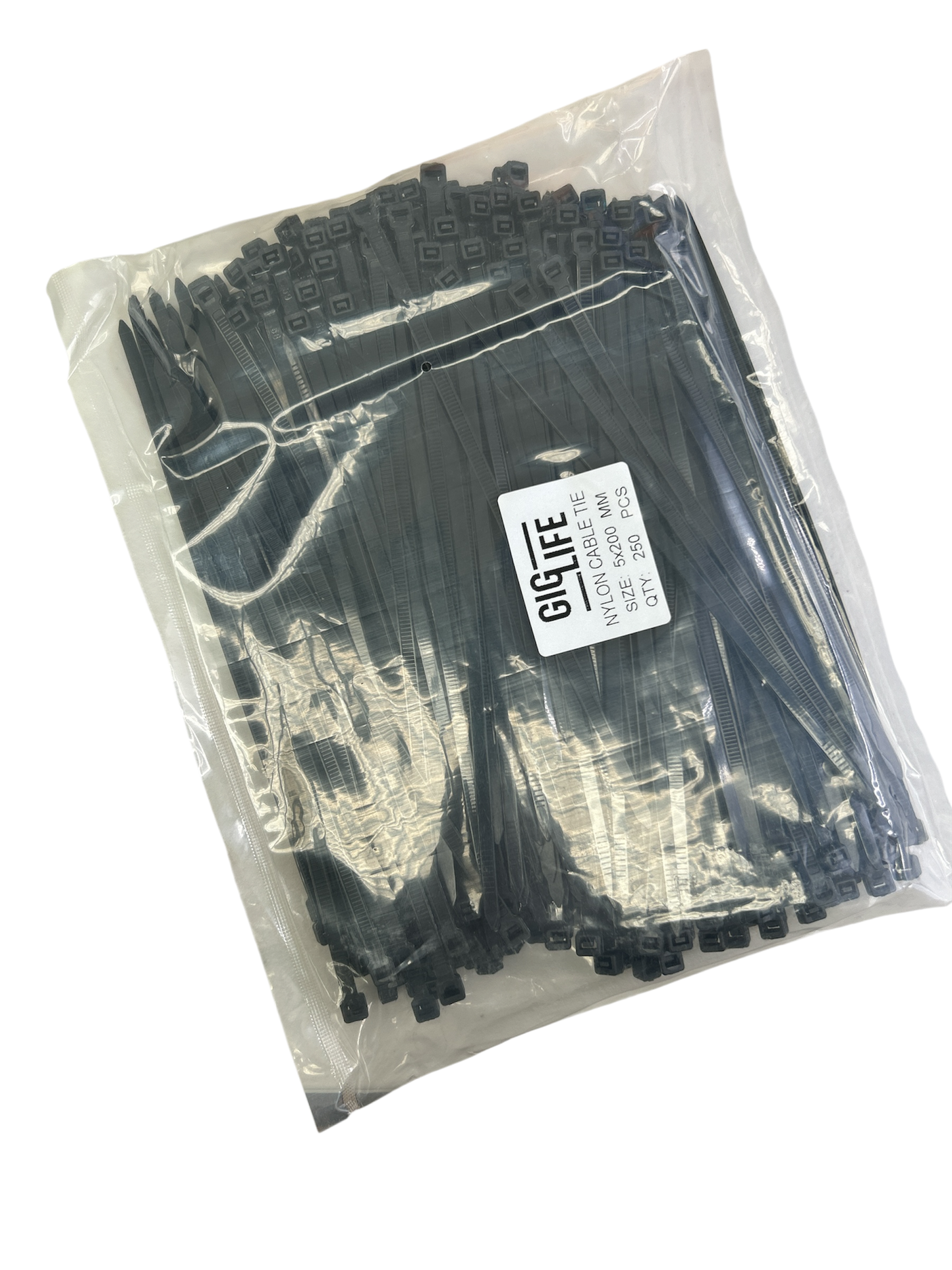 Cable Ties - Black - 5mm x 200mm Long - Pack of 250