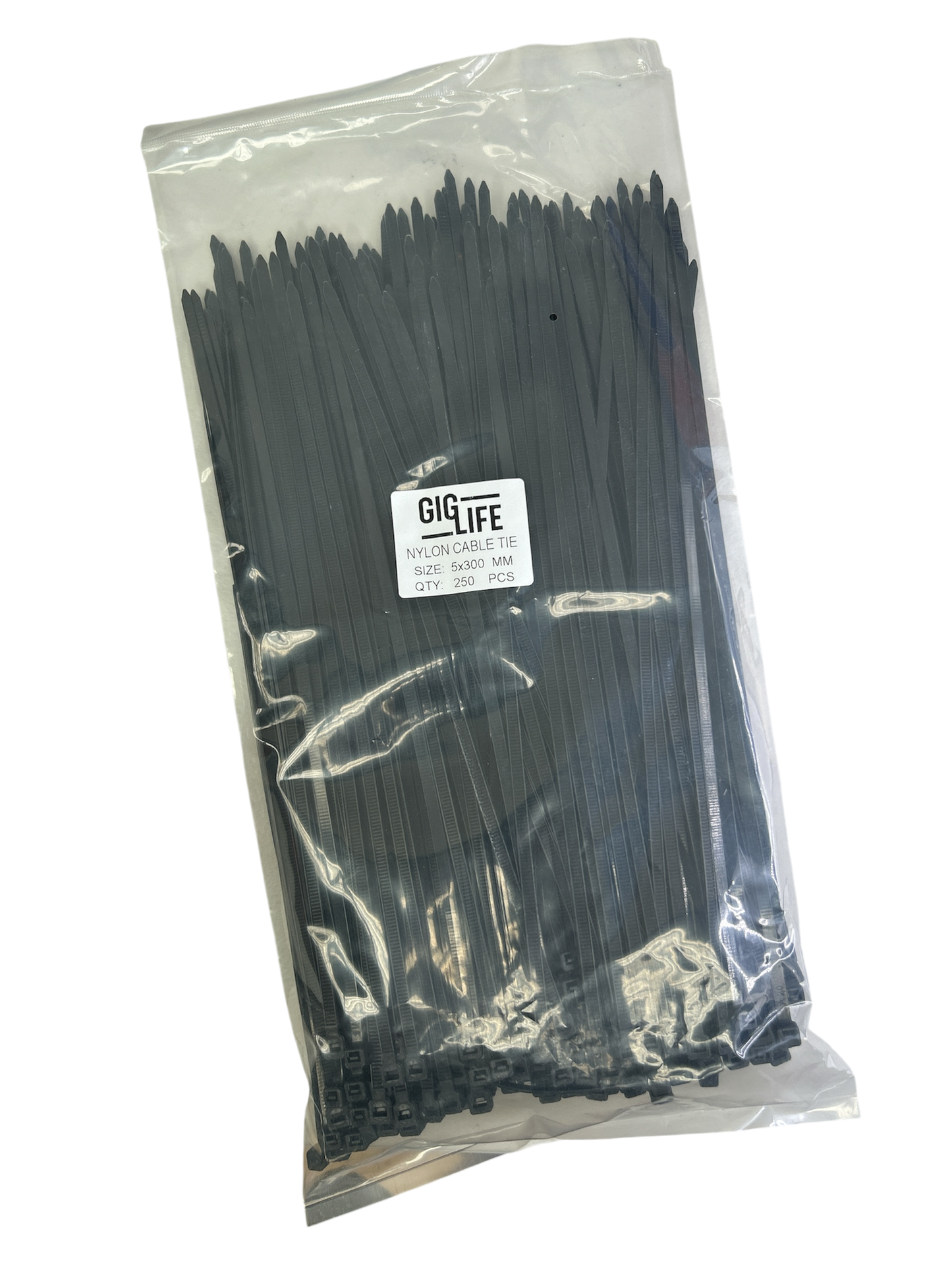 Cable Ties - Black - 5mm x 300mm Long - Pack of 250
