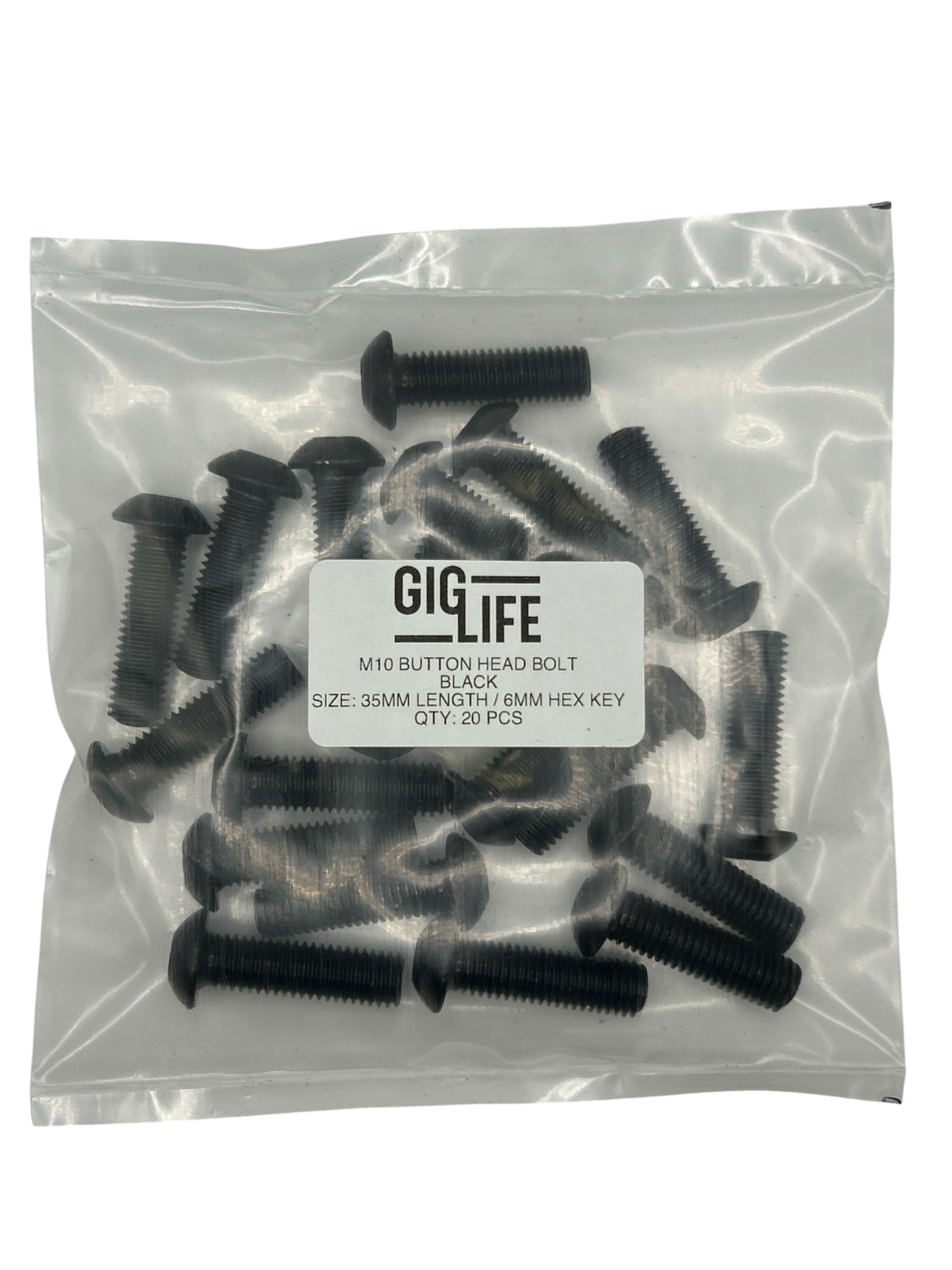 M10 Button Head Bolt - 35mm Length / 6mm hex - Black