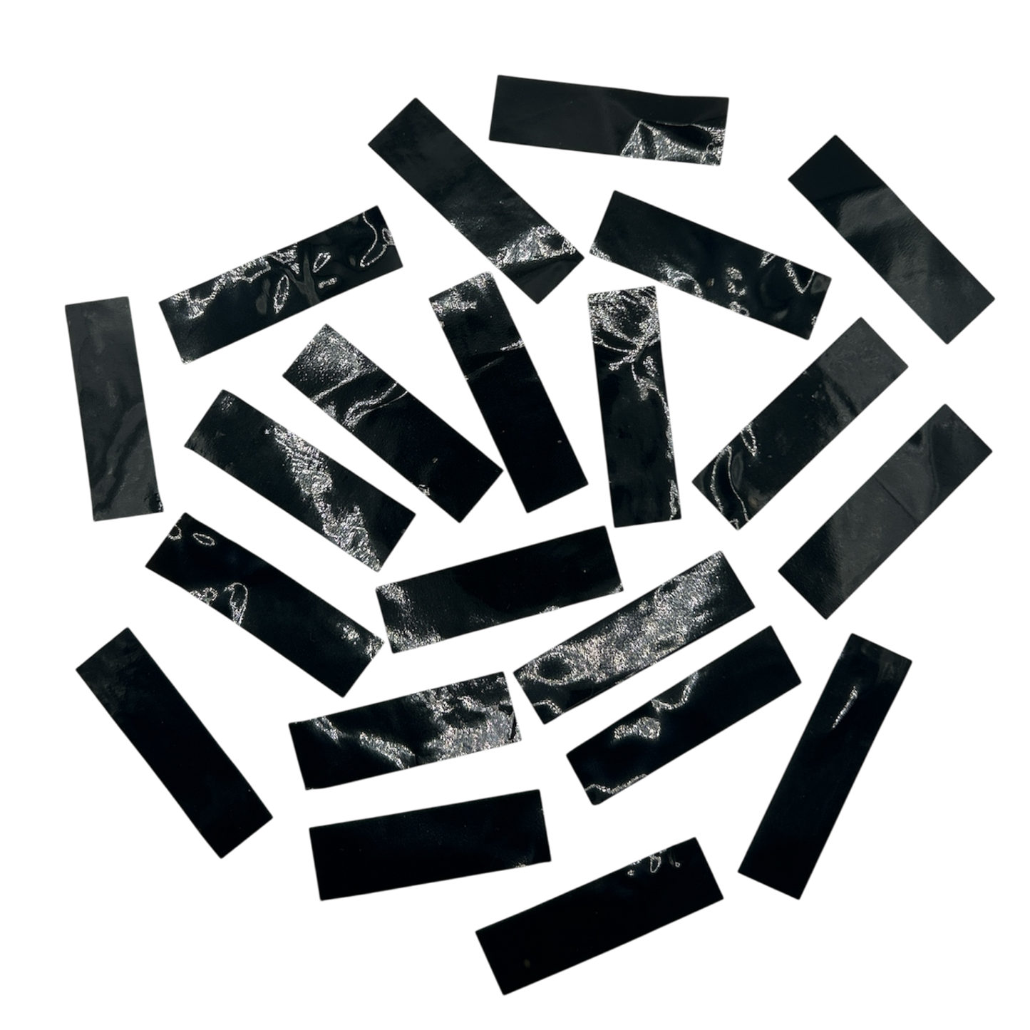 Mylar Flutter / Confetti - Flame Proof - 5cm x 1.5cm Rectangles - Black - 1kg Bag