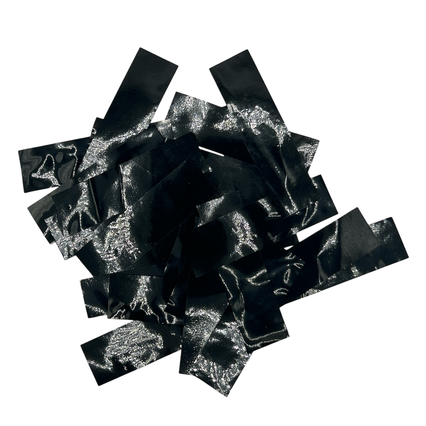 Mylar Flutter / Confetti - Flame Proof - 5cm x 1.5cm Rectangles - Black - 1kg Bag