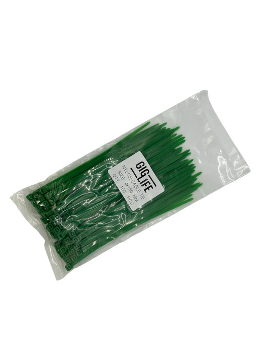 Cable Ties - Green -4mm x 150mm Long - Pack of 100