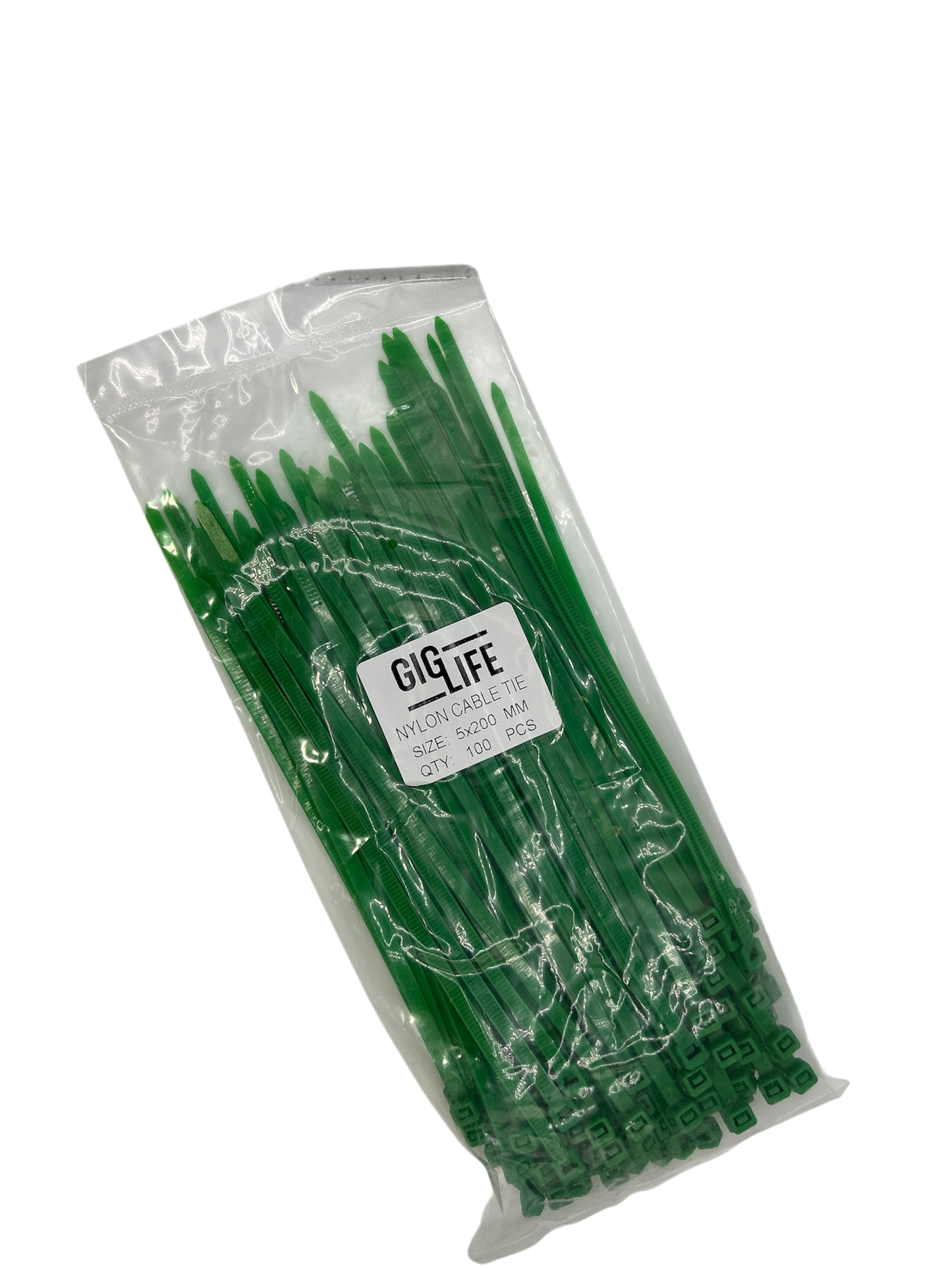 Cable Ties - Green - 5mm x 200mm Long - Pack of 100