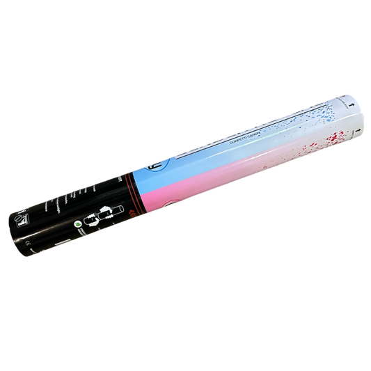 Hand Held Confetti Cannon - Gender Reveal - 40cm - Blue (Boy) Confetti / Flutter