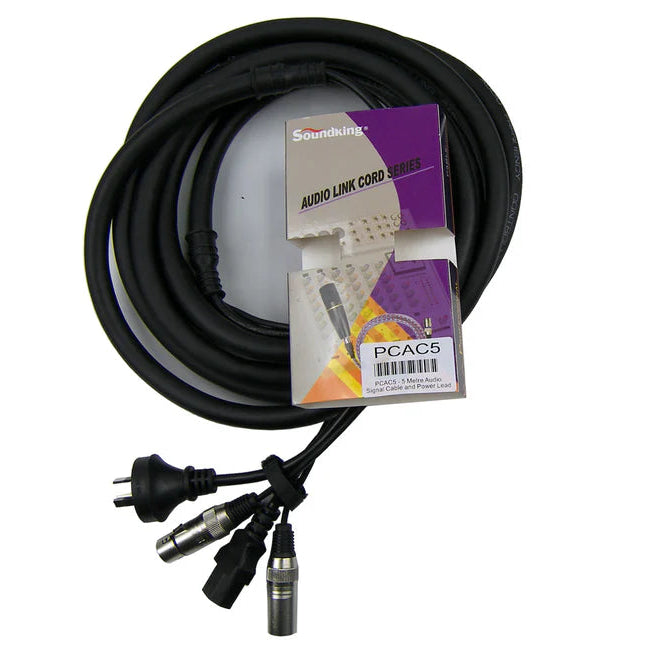 Sound King - PCAC5 - XLR Audio Signal Cable and IEC - 240v Power Lead - 5m