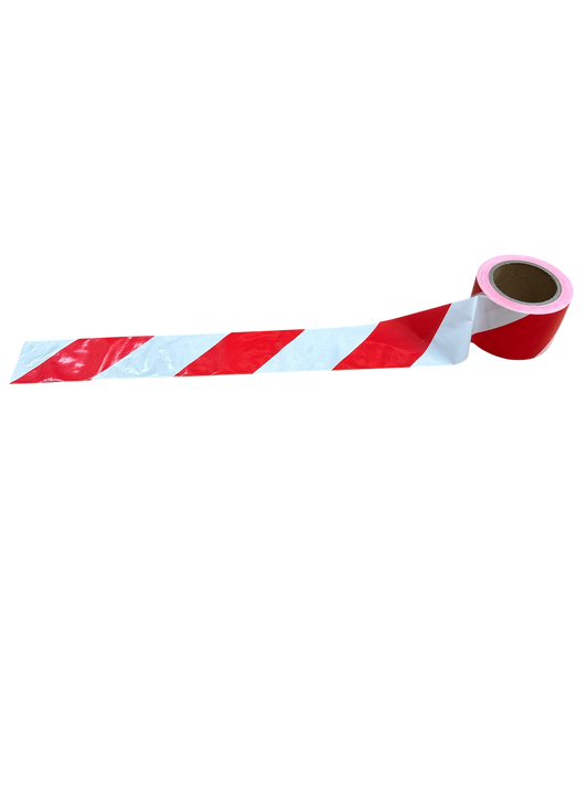 PE Barrier Tape - Red & White - 75mm x 100m