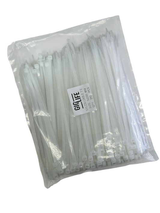 Cable Ties - White - 5mm x 200mm Long - Pack of 250