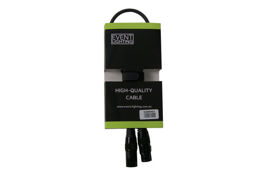 Event Lighting - XLR3M3F0.5 - Male 3 Pin XLR to Female 3 pin XLR cable - 0.5m Length