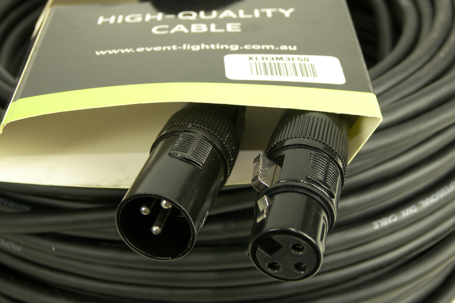 Event Lighting - XLR3M3F50 - Male 3 Pin XLR to Female 3 pin XLR cable - 50m Length