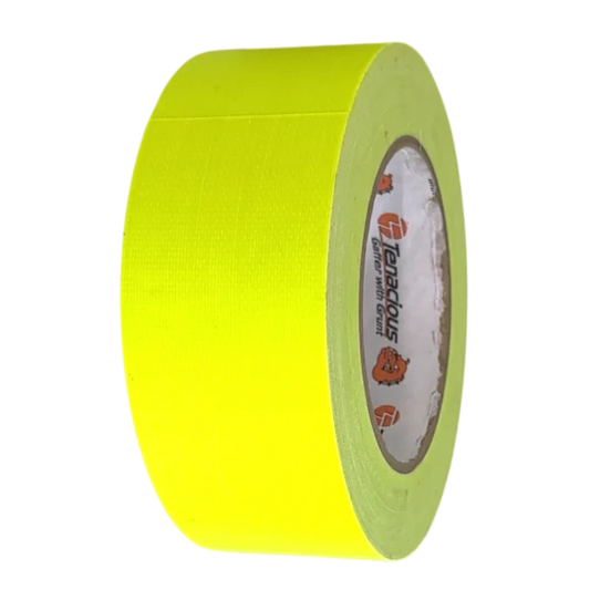 Tenacious FL166 Neon Gaffer - Cloth Matt - Yellow - 12mm x 25m