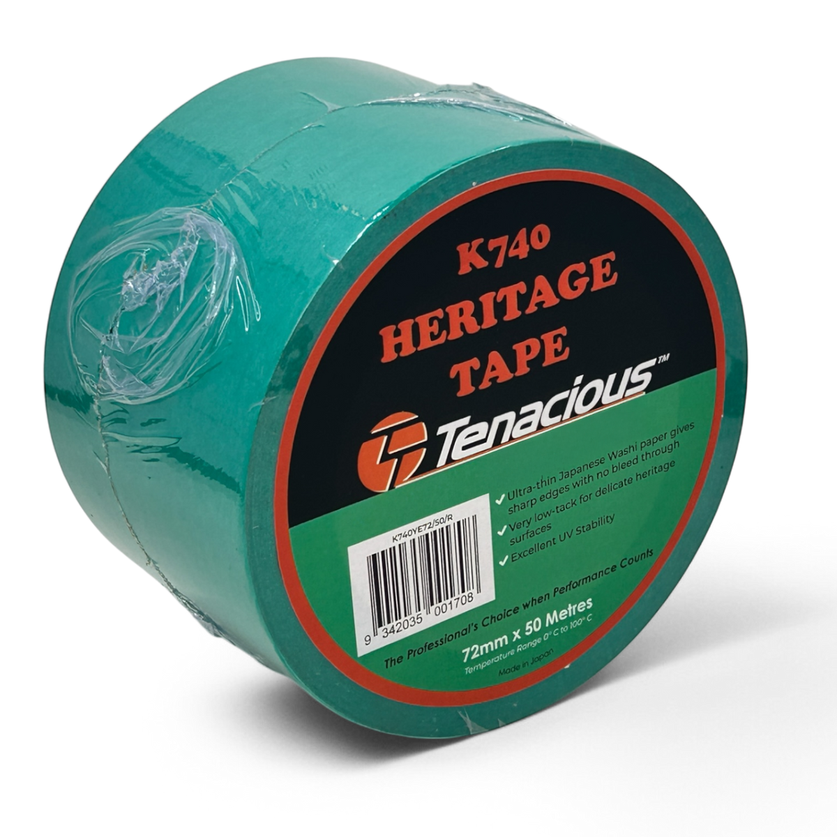 Tenacious K740 Heritage Delicate Flowmask Tape - Green - 72mm x 50m