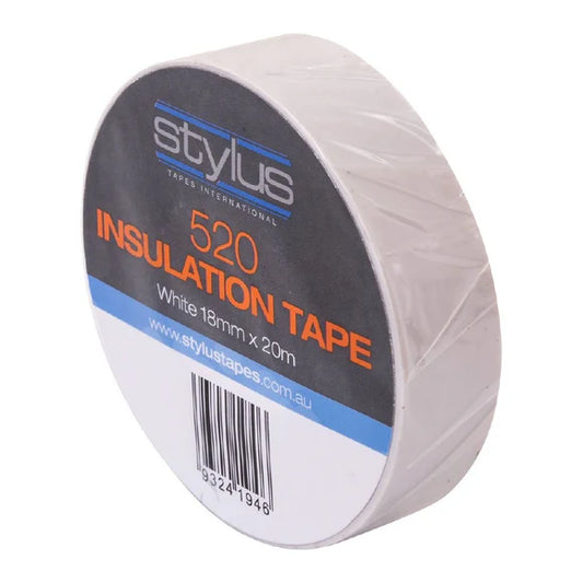 Stylus - 520 White Electrical Tape - 18mm x 20mm